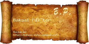 Baksai Péter névjegykártya